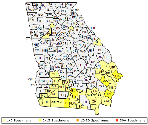 The range of Quercus virginiana